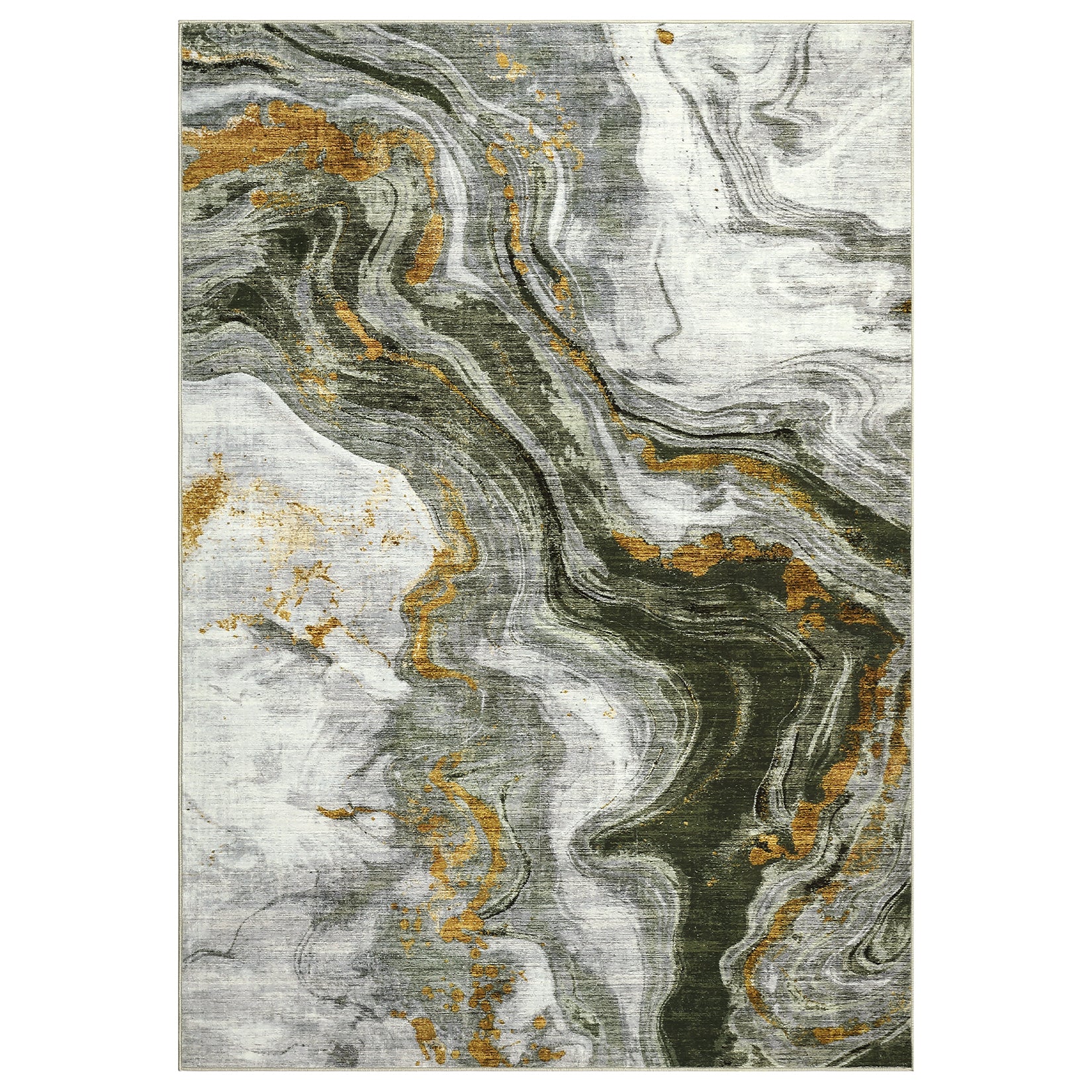 Garvee Modern Abstract Area Rugs 6x9 Machine Washable Accent Rugs, Non-Shedding Neutral Indoor Carpet, Foldable Thin Floor Mat for Kitchen, Bedroom, Living Room, Green