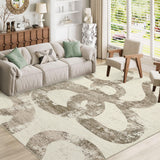 Garvee Abstract Area Rugs 9x12 Living Room, Soft Washable 9x12 Large Rugs for Bedroom, Ultra Thin Non Slip Modern Floor Carpet for Dining Room Office,Low Pile Foldable Mat, Brown, Snake Print - Brown