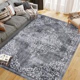 Garvee Washable Area Rugs Stain Resistant Carpet for Living Room Bedroom Kitchen Bathroom, 9'x12', Grey, Non Slip Backing - Gray