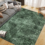 Garvee Washable Area Rugs Stain Resistant Carpet With Non Slip Backing For Living Room Bedroom Kitchen Bathroom, 8'x10', Green - Green