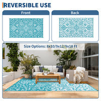 Garvee Waterproof Outdoor Rug 9x18 Reversible Plastic Straw UV-Resistant Heat-Sealed Edges Durable Patio Mat with Carrying Bag for Camping Picnic