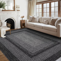 Garvee Bordered Black 4x6 Area Rugs Braided Printed Rug for Bedroom Non Slip Entryway Rug Soft Living Room,Non Shedding Stain Resistant Carpet for Nursery Office