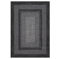 Garvee Bordered Black 5x7 Washable Rugs, Living Room Boho Throw Rug Stain Resistant Braided Print Border Large Carpet for Bedroom with Rubber Backing Low Pile Farmhouse Rustic Rug for Home Decor Office