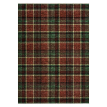 Garvee 9' x 12' Classic Tartan Plaid Area Rug, Washable Non-Slip Low-Pile Farmhouse Rug for Living Room, Bedroom, Dining Room & Office, Red/Green