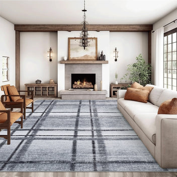 Garvee 5x7 Modern Geometric Area Rug, Washable Soft Non Slip Bedroom Living Room Rugs, Low Pile Ultra Thin Accent Floor Carpet for Dining Room, Foldable Thin Lightweight Home Decor Rugs,Light Grey