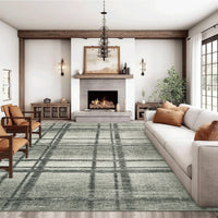 Garvee Washable 5x7 Living Room Rugs, Indoor Modern Geometric Area Rug for Bedroom, Ultra Thin Non Slip Large Dining Room Carpet,Low Pile Accent Floor Cover for Home Office, Light Green