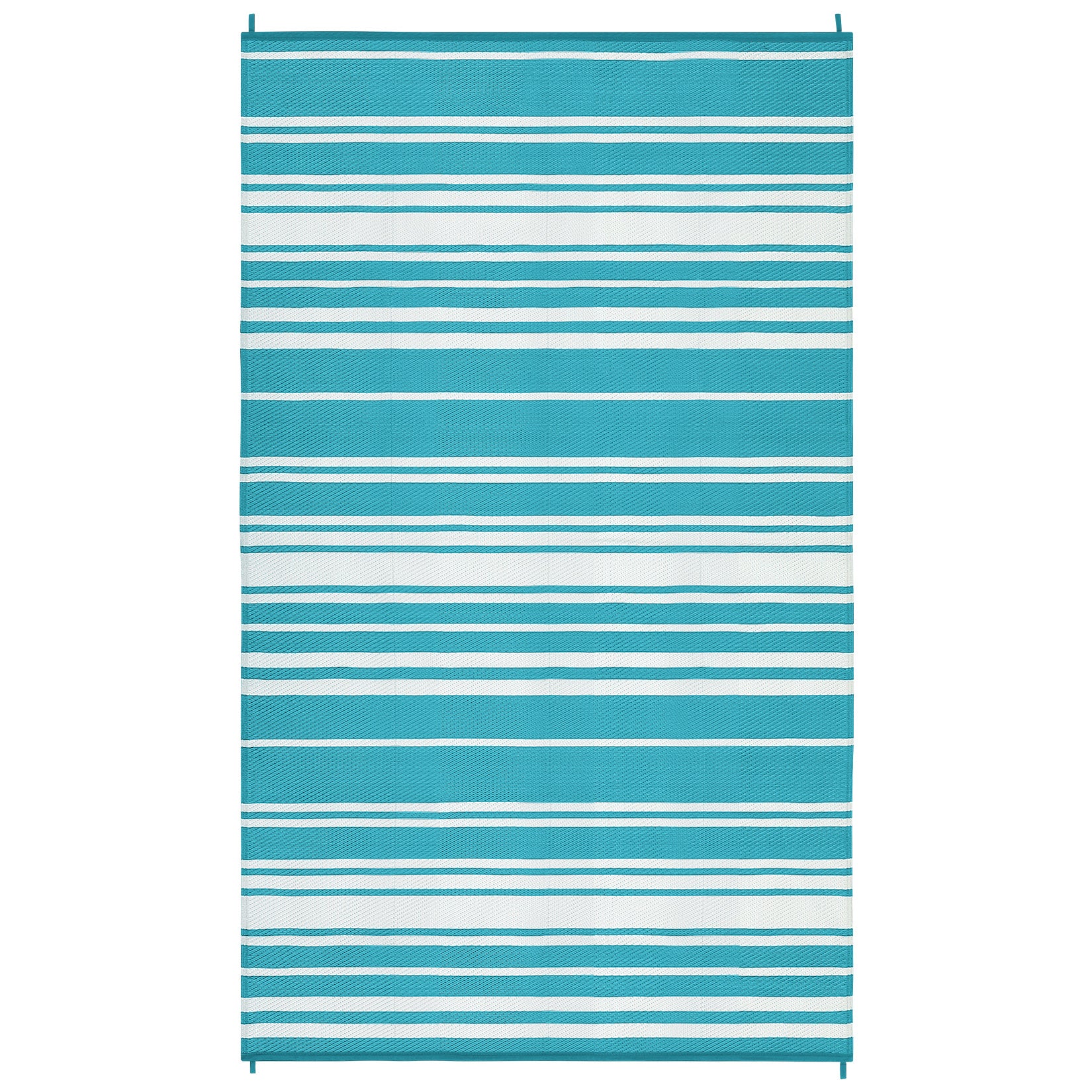 Garvee Outdoor Light Blue 9x18 Waterproof Rug Reversible Plastic Straw Rug, Double-Sided Design, UV Resistant, Polypropylene, Lightweight & Portable, Includes Stakes, Patio & Camping