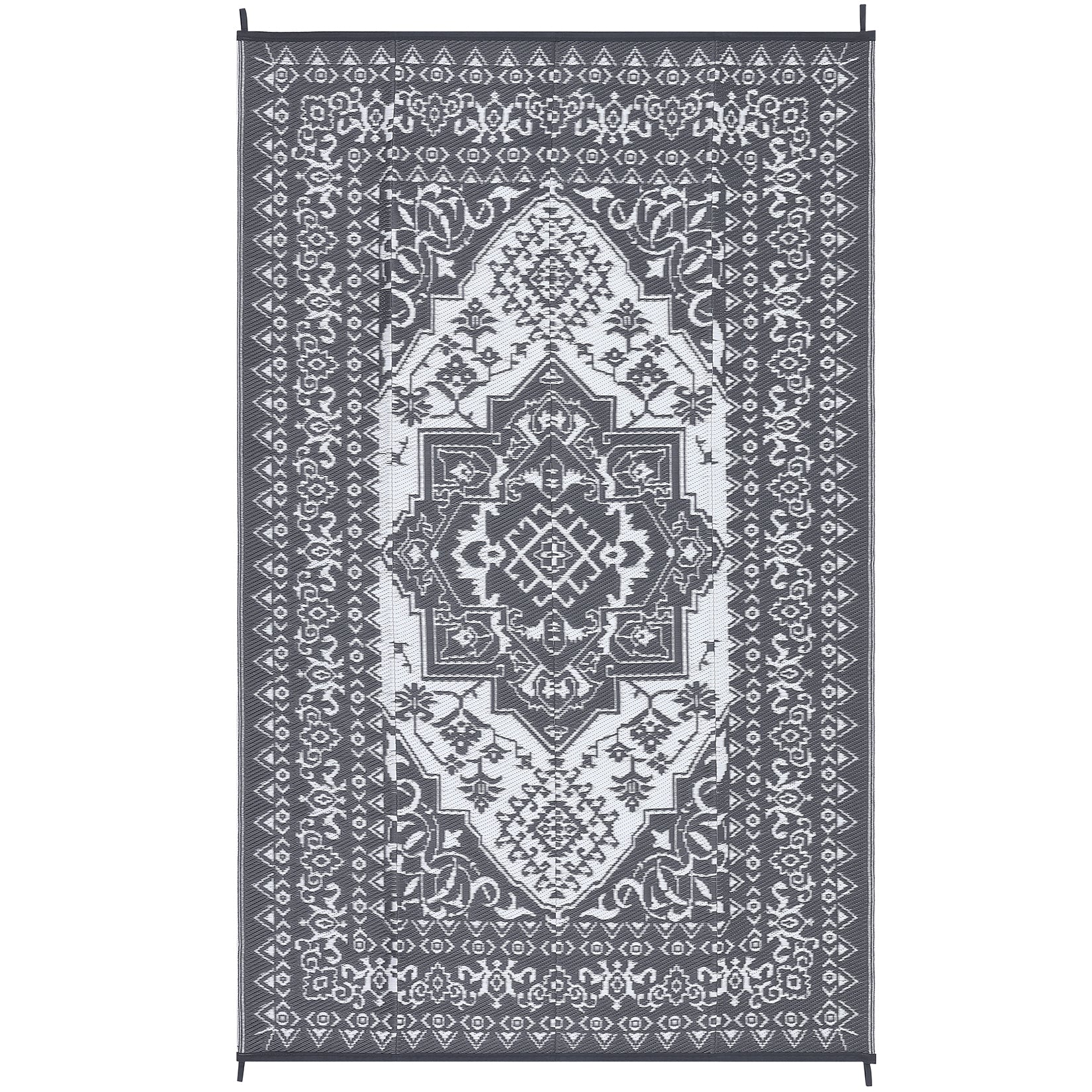 Garvee Outdoor Grey & White 8x10 Plastic Straw Rug, Waterproof Stain Resistant Reversible Carpet for Camping, Garden, Backyard, RV, Patio