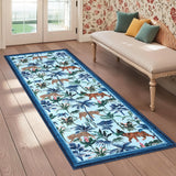 Garvee Blue Tiger 2x6 Runner Rug - Washable, Non-Slip, Low Pile Polyester - Stain Resistant, Kid & Pet Friendly - Indoor Kitchen, Hallway, Bedroom - Blue