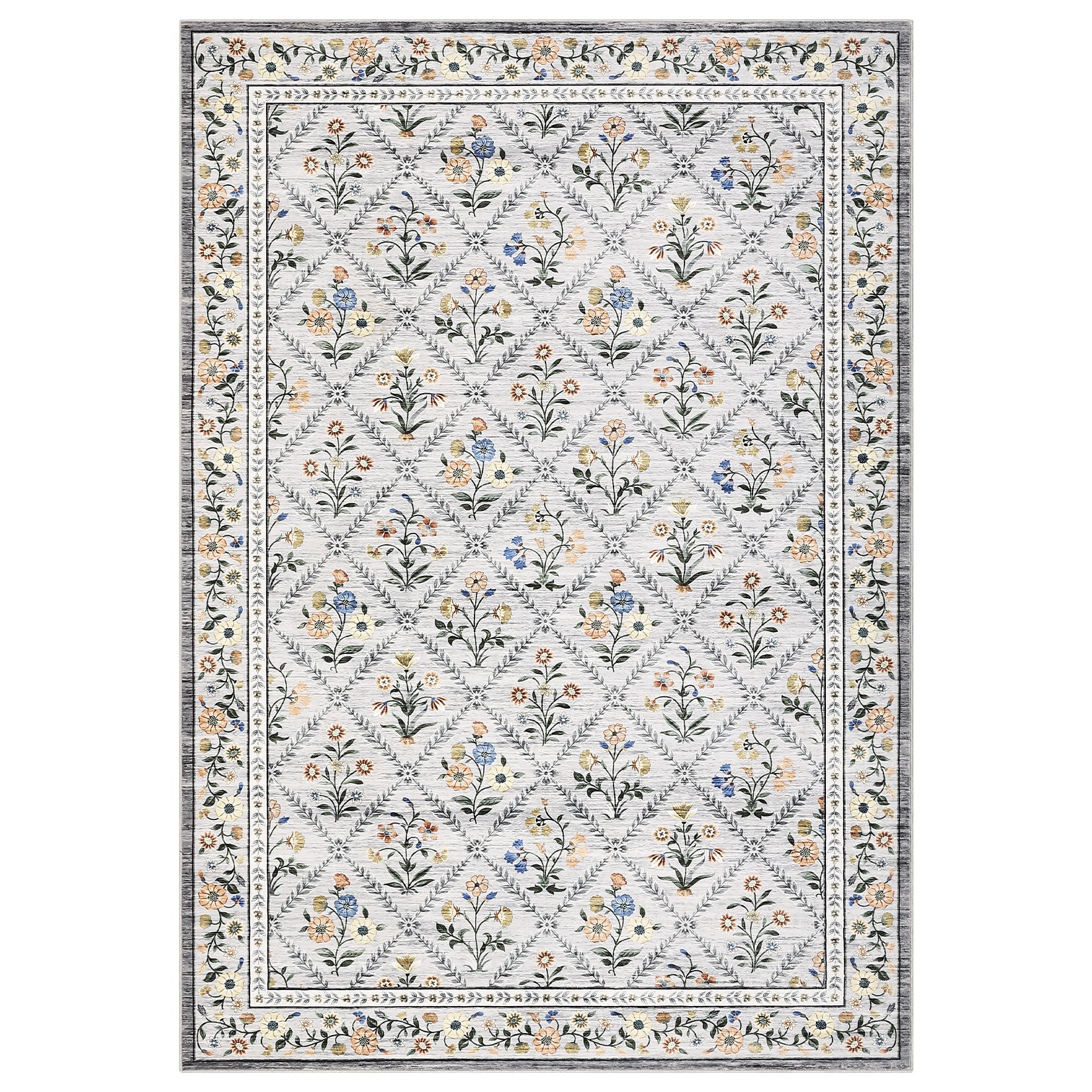 Garvee Grey Modern Foldable Area Rugs Vintage Striped Low Pile Carpet Indoor Living Room Bedroom 10x13ft