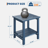 Garvee Adirondack Side Table, HDPE 2-Tier Patio Side Tables for Outside, 18 x 15 inch All-Weather End Table for Patio, Pool Deck, Indoor, Backyard, Navy Blue