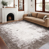 Garvee Living Room Rug 8x10 Large Modern Abstract Accent Carpet with Non-Slip Backing, Ultra-Soft Thin Floor Cover, Contemporary Indoor Mat for Dining Room, Bedroom, Office, Brown - Coffee