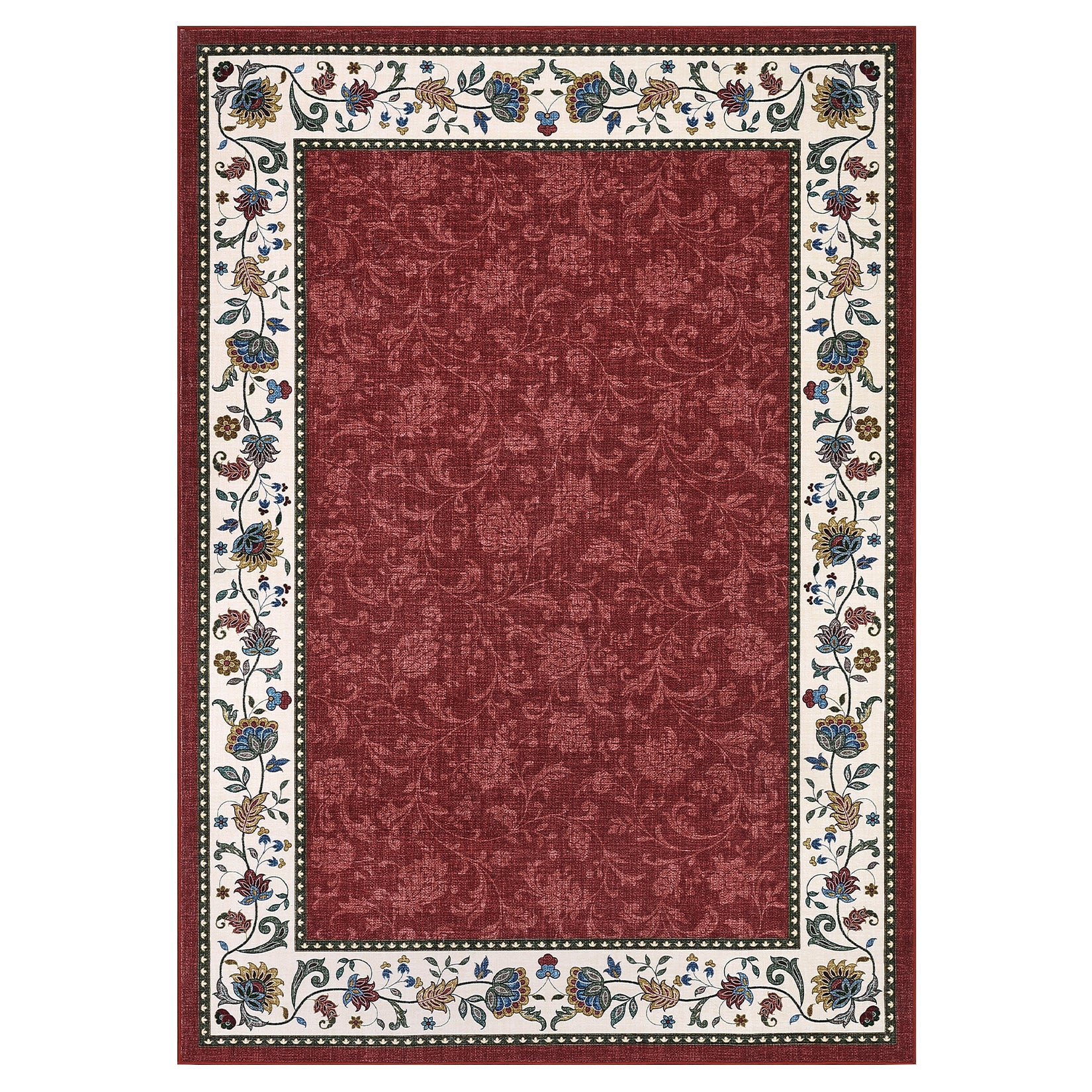 Garvee 6x9 Washable Vintage Floral Print Living Room Rug, Soft Non Slip Large Carpet for Bedroom, Dining Room, Kids Girls Room, Red