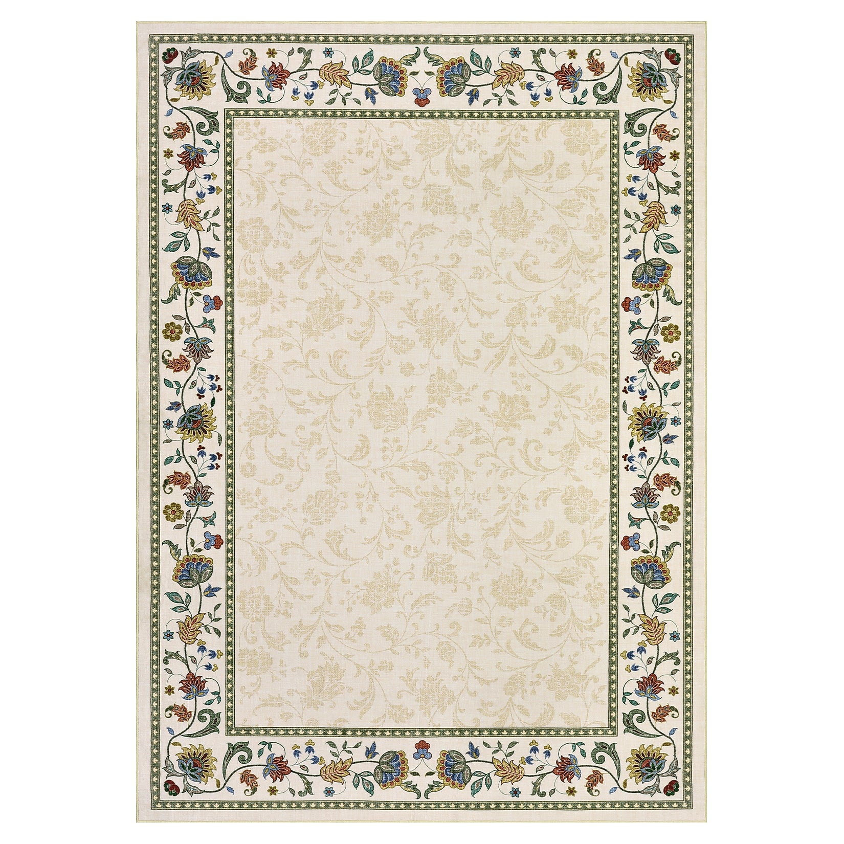 Garvee Area Rug 8x10 Washable Non Slip Floral Carpet Soft Low Pile Polyester TPR Backing Living Room Dining Office