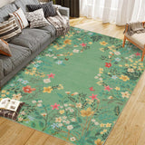 Garvee Washable 8x10 Living Room Area Rug, Large Green Floral Rugs for Bedroom, Non-Slip Soft Botanical Area Rug Throw Carpet for Dining Guest Room Playroom - Green