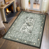 Garvee Provence 8x10 Area Rugs Botanical Grove Washable Low-Pile Vintage Carpet Gray for Living Room Bedroom Nursery Dining, Gray