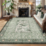 Garvee Provence Area Rugs 9x12 Botanical Grove Sage Green Washable Low-Pile Vintage Carpet for Living Room Bedroom Dining Nursery - Sage Grove