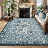 Garvee Provence 8x10 Area Rugs Botanical Grove Retro Blue Cottagecore Washable Rug for Living Room Bedroom Dining Nursery Low-Pile Vintage Large Carpet - Mist Blue