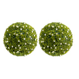 Garvee 20.5" Artificial Plant Topiary Ball Set of 2 with White Flowers for Indoor Outdoor Porch Balcony Home Decor