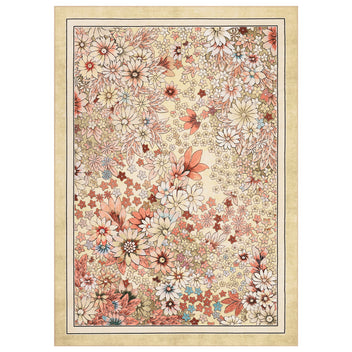 Garvee 8x10 Area Rugs Washable Boho Non Slip Floral Vintage Low Pile Large Carpet Yellow for Living Room Bedroom Farmhouse Dining Room Kids Playroom