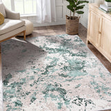 Garvee Floral Area Rug Non-Slip Low-Pile Washable Soft Fabric Lightweight Foldable for Living Room Kitchen Bedroom - Green