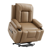 Garvee Leather Power Lift Recliner Chair with Heat & Massage, 8-Point Vibration, Remote Control & Cup Holders, Electric Lift Chair Designed for Mobility Aid Elderly Relaxation, Tan - Tan