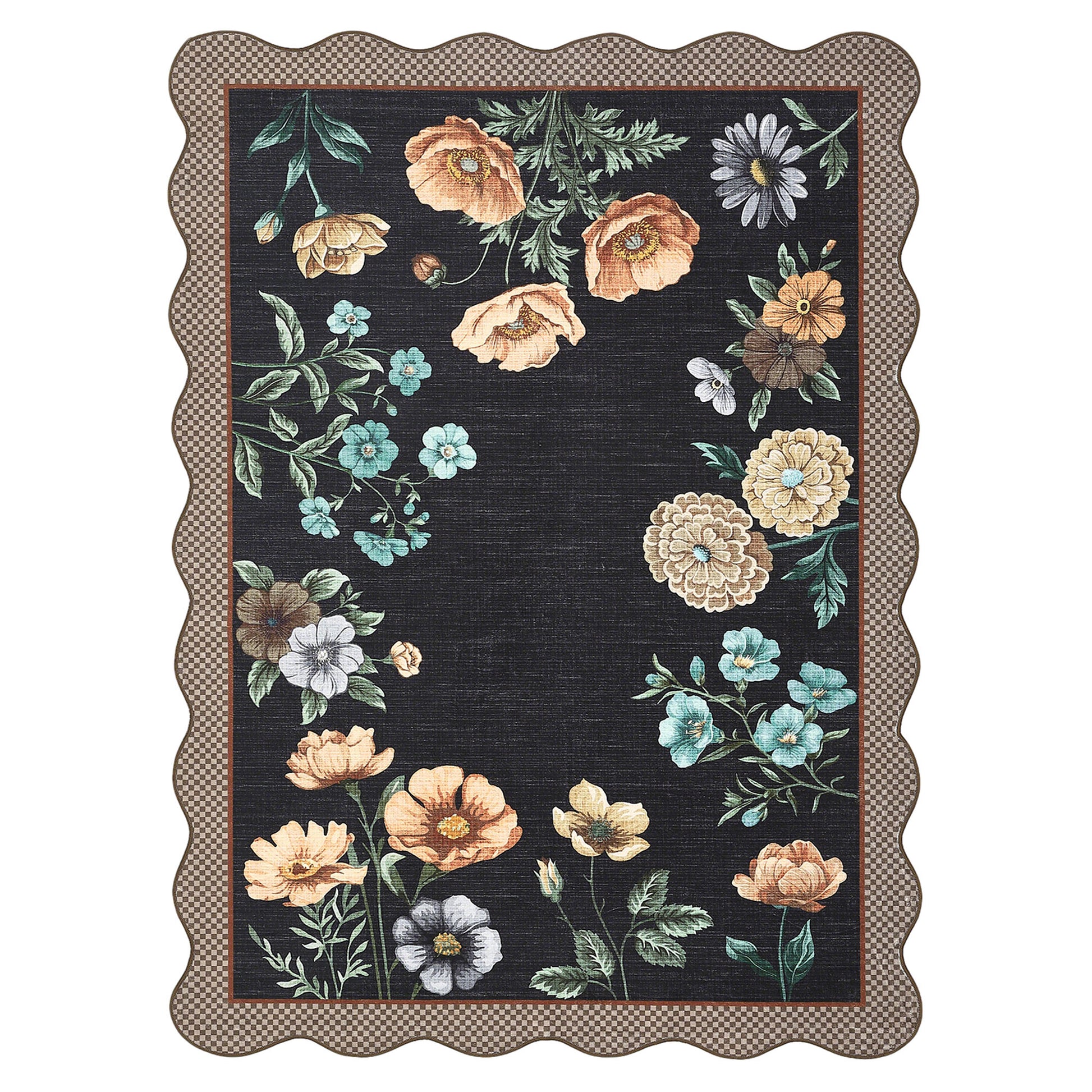 Garvee Floral Area Rug 5x7 Botanical Print Low Pile Washable Stain Resistant Non-Slip TPE Rubber Backing Living Room Bedroom Nursery