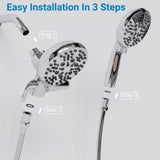 Garvee Double Shower Head System 5-Mode Rain Shower Head with Handheld Spray Combo Chrome for 2 People - Chrome