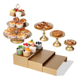Garvee 7-Piece Gold Metal Cake Stand Set, Dessert Table Display Set with 3 Sizes Round Pedestal Stands, Tiered Cupcake Holder & Display Risers for Party, Wedding, Birthday, Baby Shower, Anniversary