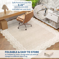 Garvee Scalloped Beige 2x6 Hallway Kitchen Runner Rug Non-Slip Beige for Laundry Room Bedroom Living Room