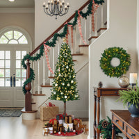 Garvee 7.5ft Pencil Christmas Tree, Pre-lit Alpine Slim Xmas Tree with Lighted Skinny Décor LED Lights, Metal Stand Holiday Decoration for Home, Office, Outdoor, Party