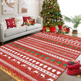 Garvee Christmas Bohemian Rug Holiday Doormat Soft Skin-Friendly Machine Washable Red 5x7ft - Red