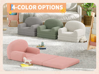 Garvee Foldable Lambswool Toddler Couch in Semi-Circular Design for Reading and Playroom, White