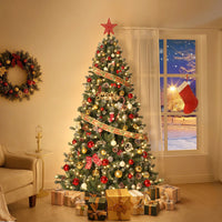 Garvee 4.5ft Pre-Lit Christmas Tree with 359 Tips, Snow Flocked PVC Branches, Metal Stand, White Pine Cones, Full Artificial Holiday Décor for Home & Office