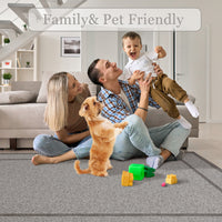 Garvee Indoor Area Rug Weather Resistant Easy to Clean Non Slip Stain Resistant Floor Mat for Dining Room Bedroom 9x12Ft Beige