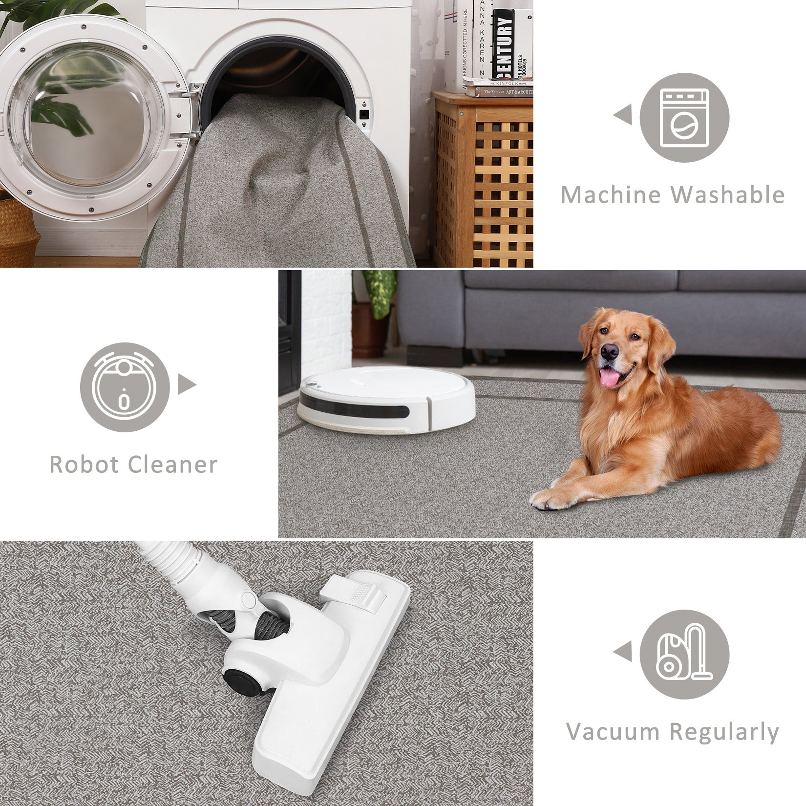 Garvee Indoor Area Rug Weather Resistant Easy to Clean Non Slip Stain Resistant Floor Mat for Dining Room Bedroom 9x12Ft Beige