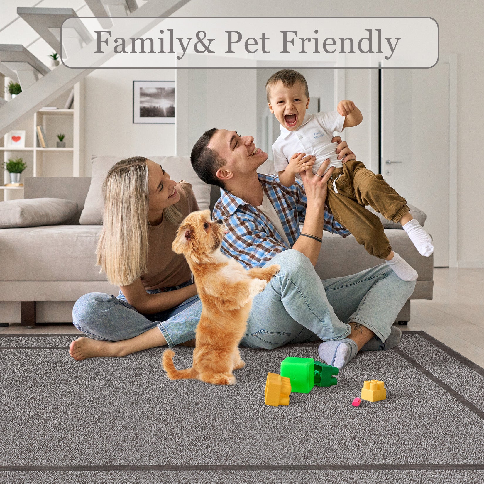 Garvee Indoor Area Rug Weather Resistant Easy to Clean Non Slip Stain Resistant Brown 5x7Ft