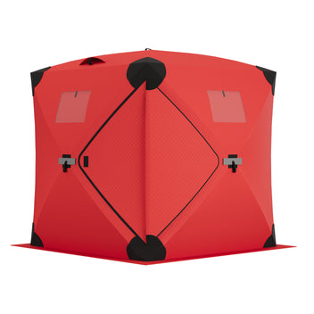 Garvee Ice Fishing Tent, Warmth Retaining Design Pop-Up Portable Hub-Style Ice Fishing Shelter, Thickening 34 Square Feet of Fishable Area, 3-Person Shelter