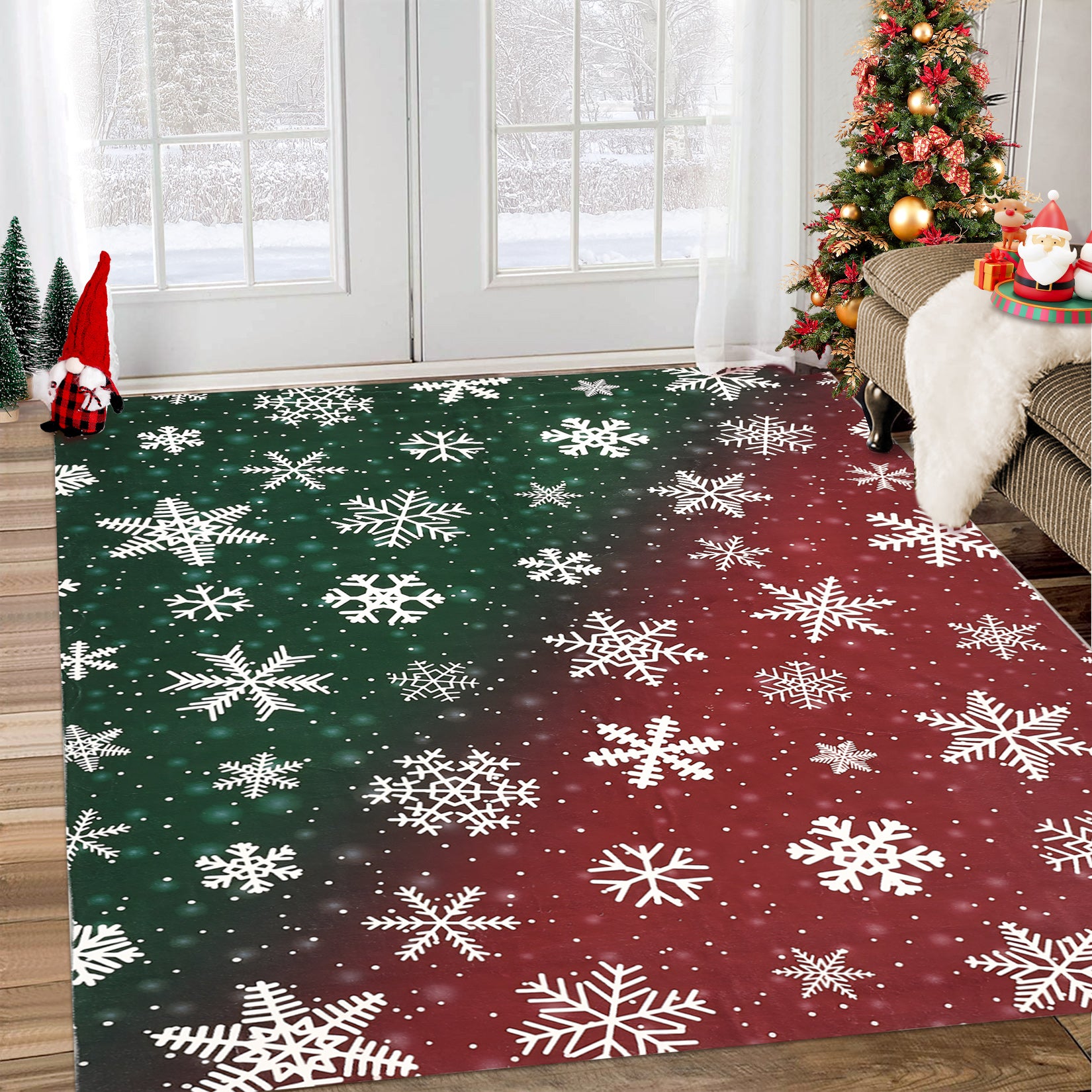 Garvee Bold Color Christmas Red & Green 6x9 Area Rugs - Non-Slip Reversible Washable Skin-Friendly Soft Rug - Machine Washable for Floor Washer, Pets & Baby Friendly Holiday Decor