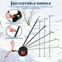 Garvee 29"W X 19"H Snow Shovel with Wheels Steel Snow Pusher 5-Position Angled Blade Ergonomic Back-Saving Design Heavy Duty Orange for Driveway Sidewalk