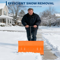 Garvee 29"W X 19"H Snow Shovel with Wheels Steel Snow Pusher 5-Position Angled Blade Ergonomic Back-Saving Design Heavy Duty Orange for Driveway Sidewalk