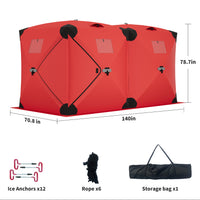 Garvee Ice Fishing Insulated Tent, Large Pop-Up Portable Hub-Style Ice Fishing Shelter, 5-7 Person Shelter 68 Square Feet of Fishable Area