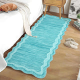 Garvee Washable Scalloped Rug Runner 2x6 Ultra-Soft Low Pile Hallway Rug, Non-Slip Non-Shedding Modern Carpet Runner, Foldable Thin Indoor Floor Mats for Laundry, Bedroom, Teal - Teal