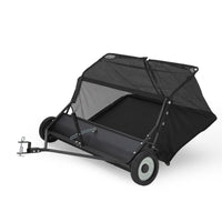 Garvee 50-Inch Tow-Behind Lawn Sweeper, 26 Cu.Ft Large Hopper, Adjustable Sweeping Height, Universal Hitch, Heavy-Duty Leaf & Grass Collector for Tractor ATV UTV, Black