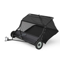 Garvee 48-Inch Tow-Behind Lawn Sweeper, 25 Cu.Ft Large Hopper, Adjustable Sweeping Height, Universal Hitch, Heavy-Duty Leaf & Grass Collector for Tractor ATV UTV, Black
