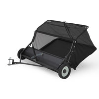 Garvee 42-Inch Tow-Behind Lawn Sweeper, 21 Cu.Ft Hopper, Adjustable Brush Height, Dump Rope, Foldable Storage, Universal Hitch, Leaf & Grass Collector, Black