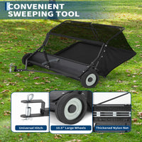 Garvee 50-Inch Tow-Behind Lawn Sweeper, 26 Cu.Ft Large Hopper, Adjustable Sweeping Height, Universal Hitch, Heavy-Duty Leaf & Grass Collector for Tractor ATV UTV, Black