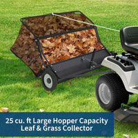 Garvee 48-Inch Tow-Behind Lawn Sweeper, 25 Cu.Ft Large Hopper, Adjustable Sweeping Height, Universal Hitch, Heavy-Duty Leaf & Grass Collector for Tractor ATV UTV, Black