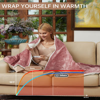 Garvee Pink Heated Throw Blanket, Electric Throw Blanket, Velvet Soft Fast Heating Blankets Throw, 4 Heat Levels & 4H Auto Off, Machine Washable, Over-Heat Protection, ETL Certified, 50" x 60"