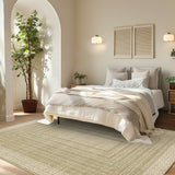 Garvee Bordered 9x12 Living Room Rugs Washable Modern Soft Non Slip Geometric Area Rug Taupe - Taupe